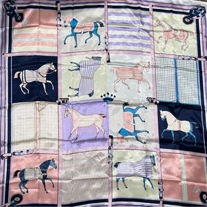 Suzhichou Scarf Horse Print Vibrant Colors HORSE Pony Stallion SZ 33X35